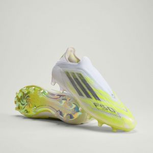 Adidas F50 Sparkfusion Elite Low Cut Laceless FG/AG Born For Goals - Blanc/Argent&eacute;/Jaune Hi-Res Femme PR&Eacute;-COMMANDE, pointure 35&frac12; - ['Blanc'] - Taille 35&frac12;