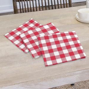 Soleil d'Ocre Lot de 3 serviettes en coton 45x45 cm VICHY, par
