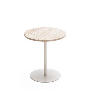DRAWER Table d'appoint en métal et travertin ø40cm - Beige - Rito