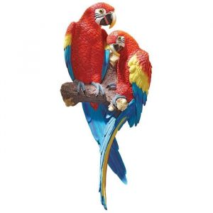 Design Toscano Sculpture murale Aras Macao tropicaux