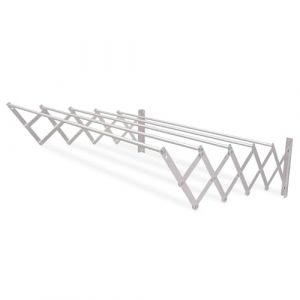 Image de Amig - &Eacute;tendoir &agrave; Linge R&eacute;tractable | S&eacute;choir Linge Mural en Aluminium | S&egrave;che Linge Pliable | Corde &agrave; Linge | S&eacute;choir Extensible | Dimensions: 130 x 14 x 3 cm | Finition INOX