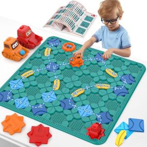 Jeu de Construction de Route, Teklemon Jeux de Société Enfants STEM Jouets, Plateau 37,5 x 37,5 cm Puzzles Casse-Têtes Labyrinthe