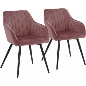 Happy Garden Lot de 2 chaises en velours BERTILLE roses - Rose