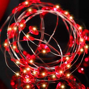 Guirlande lumineuse en cœur rouge - 40 LED 4 m pour la Saint Valentin fêtes mariage anniversaire fête des mères pour decoration