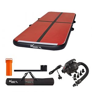 KM Fit Tapis de gymnastique Gonflable Airtrack Tapis de fitness | 4M |Tapis de Tumbling, tapis d'entraînement Tapis de sport | Rouge