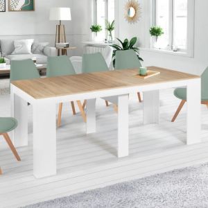 Idmarket Table console extensible orlando 10 personnes 235 cm bois blanc et façon hêtre - Multicolore