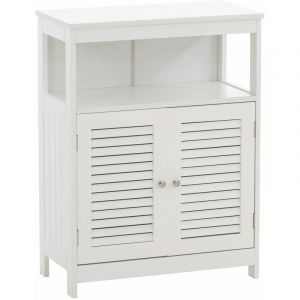 CLP Commode en bois blanc 2 portes et sa niche de rangement Mobilier Tendance