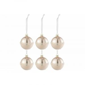 Lot de 6 Boules de No&euml;l "Ligne Paillettes" 8cm Rose Clair Prix