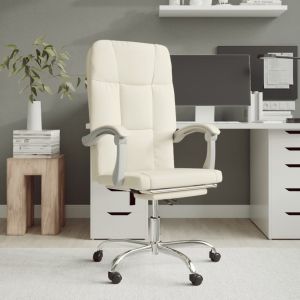 VidaXL Fauteuil inclinable de bureau Cr&egrave;me Similicuir Cream
