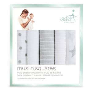 Image de Aden + Anais 5 langes gris dusty 60 x 60 cm