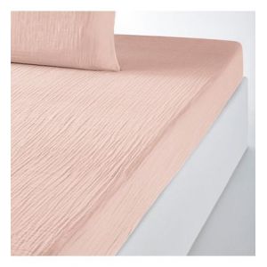 Drap housse uni gaze de coton bonnet 30cm, K la Beige Couleur Beige Taille 140 x 190 cm