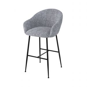 Chaise de bar en tissu gris chiné 76 cm - SOCKY