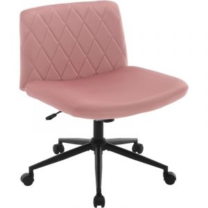 WOLTU Chaise de Bureau en Velours, Chaise de Bureau Ergonomique Hauteur Réglable, Chaise à Roulette, Chaise Coiffeuse, Rose