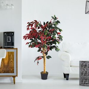 Image de C&ocirc;te 120 cm grand ficus vert dans le pot avec arbre artificiel plantes vertes r&eacute;alistes