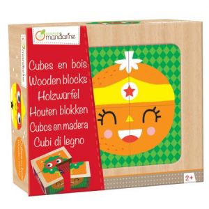 Avenue mandarine JE507O - Jouet en Bois - Boîte de 4 Cubes en Bois