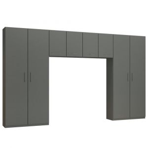 Image de Inside75 Ensemble de rangement pont 4 portes gris graphite mat largeur 370 cm - gris