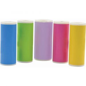 Lexibook StarCAM Print, Pack de Recharge pour Appareil Photo instantané DJ150, 10 Rouleaux Autocollants (5 Blancs, 5 colorés: Vert, Bleu, Violet, Rose, Jaune), DJ150A