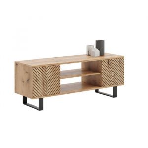 Meuble RTV Focus loft 135 cm - décor chevrons - chêne artisanal