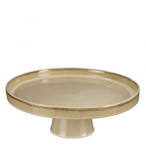 Mica Decorations Racco Assiette à Gâteau - H11 x Ø28 cm - Grès - Beige