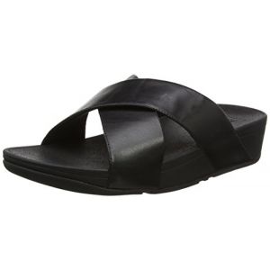 FitFlop Lulu Cross Slide Sandals - Leather Bout Ouvert Femme, Noir (Black 001), 41 EU