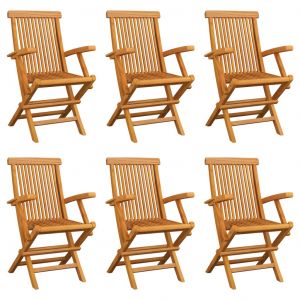 VidaXL Chaises pliables de jardin 6 pcs Bois de teck solide - Brun