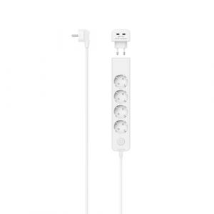 Image de Hama Multiprise avec Interrupteur (4 Prises Terre + 1 Prise Euro latérale + Adapt. Secteur /2 USB-C Détachables, Prise multiprise Type E+F Cable 1.4m 3680W, Idéal Bureau Salon Cuisine Atelier) Blanc