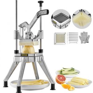 Coupe-Frites Professionnel Manuel Coupe-Legumes Multifonction Commercial en Inox Lame de 0,64 cm Coupe Pomme de Terre Fruits en Batonnets Des avec 2
