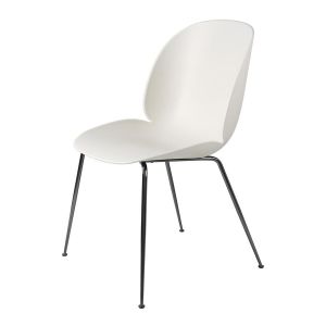 Gubi Set De 4 Chaises Beetle Dining Chair Base Chrome Noir (Alabaster White - Polypropyl&egrave;ne Et Acier)