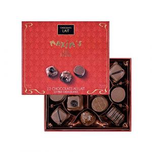 Maxim's de Paris | Coffret a offrir 12 Chocolats au lait | Praliné noisettes - Rocher praliné noisettes