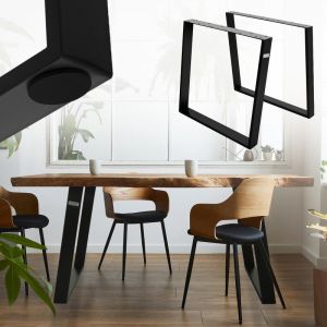 ML-Design Jeu 2x Pieds de Table 80GRAD Inclinaison, 75x72 cm, Noir, Design Industriel,