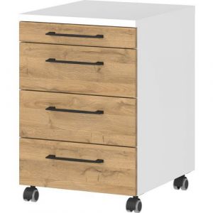 La Germania 4251-559 GW-Profi Meuble à roulettes Blanc/chêne Grandson Nb avec compartiment à ustensiles, 42 x 61 x 49 cm (l x H x P)