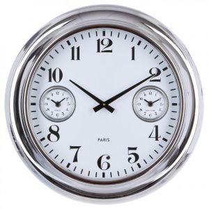 Image de Pendule Murale "2 Chrono" 46cm Argent Prix