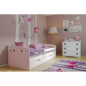 Image de Inconnu Lit Julie mix rose poudré tiroir et matelas inclus 140/80