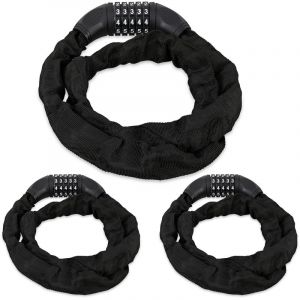 Relaxdays Antivol vélo en lot de 3, Cadenas à code, Chaine anti-vol pour vélo, moto ou poussette, 5 chiffres, acier, 120 cm,noir