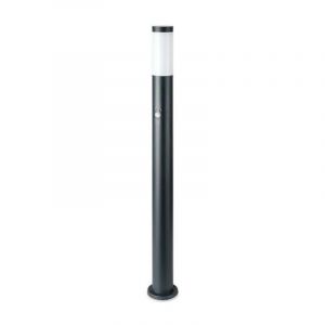 Borne de Jardin Acier Inoxydable avec D&eacute;tecteur 110cm pour Ampoule E27 IP44 - Noir Silumen