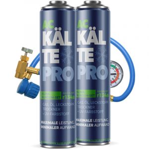 FROSTMEISTER Kit Climatisation R134A - 2x 500 ml - Complet avec Huile et Accessoires - Facile Utiliser