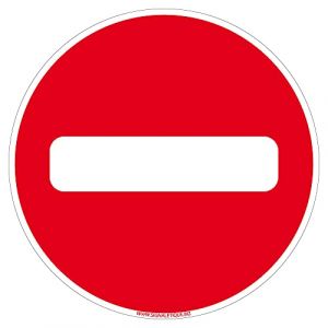 Image de Panneau Sens Interdit. Interdiction de Circuler. Signalisation Interdiction. Sticker Sens Interdit, Panneau pvc, Alu - Adhésif - Diamètre 250 mm