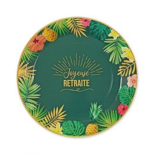 6 assiettes carton retraite tropical 23cm vert - générique cd6733