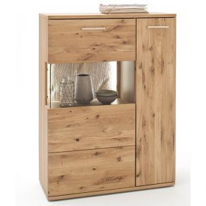 Pegane Vaisselier coloris chêne noueux blanchi - Longueur 90 x Hauteur 122 x Profondeur 37 cm