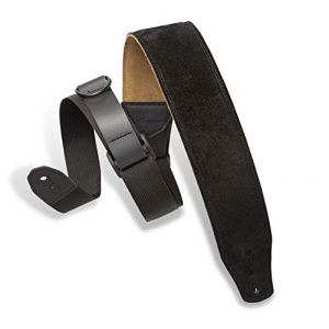 Image de Levys Levy's MRHSP-BLK Sangle de Guitare Right Height - Suede Leather Padded 2 1/2" - Black