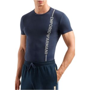 Emporio Armani Shirt à col Rond pour Homme avec Logo latéral, Marine