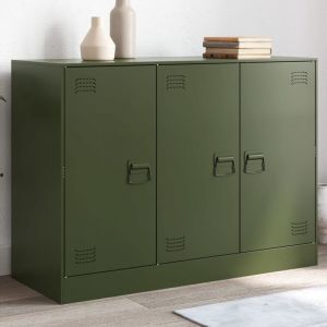 VidaXL Buffet vert olive 99x39x73 cm acier, armoire, armoire latérale, armoire de rangement, armoires, placard, buffet haut, organisateur de maison