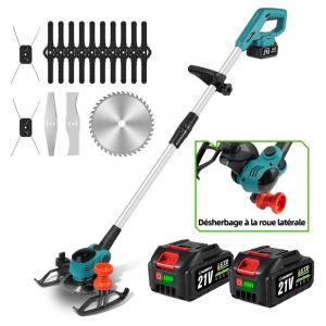 Coupe-bordures sans fil 15 cm,Coupe-herbe avec Deux 21V batteries et 15pcs tondre‌ accessories