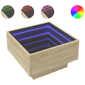 VidaXL Table basse avec LED chêne sonoma 50x50x30 cm bois d'ingénierie, table d'appoint, table de salon, table latérale, bout de canapé
