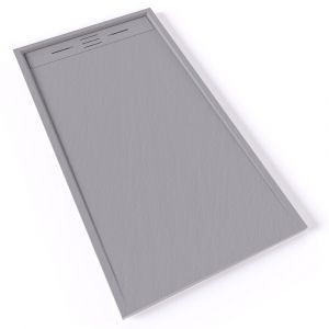 HIEMAL Receveur de douche 80 x 150 cm résine Gris aspect ardoise + bonde incluse - Salle de bain
