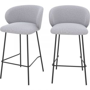 Rendez Vous Déco Rendez-vous Déco - Chaise pour îlot central en tissu gris clair 68 cm (lot de 2) - victoria