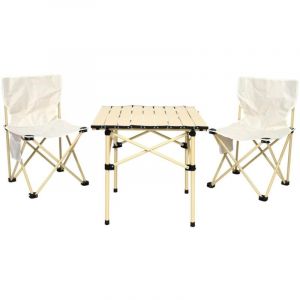 FOLDY - Set de Camping 1 Table Basse et 2 Fauteuils Pliables avec Sac de Transport