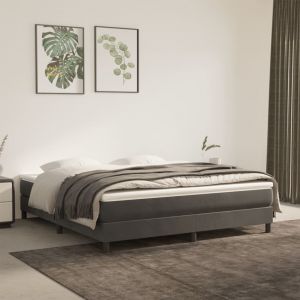 VidaXL 3120779 Sommier à ressorts de lit Gris foncé 160x200 cm Velours