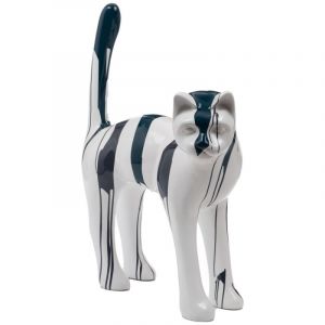 Amadeus Statue : Chat trash bleu et blanc 104 cm - Bleu - Résine
