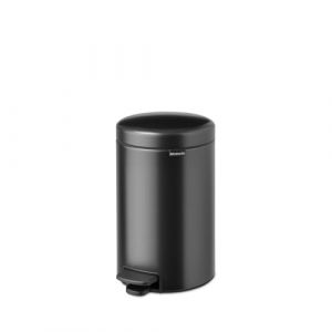 Brabantia Poubelle &agrave; p&eacute;dale NewIcon 12 L | Couvercle anti-odeurs &agrave; fermeture douce et bac en plastique | Poubelle compacte antid&eacute;rapante pour cuisine, bureau, salle de bain, chambre | Confident Grey
